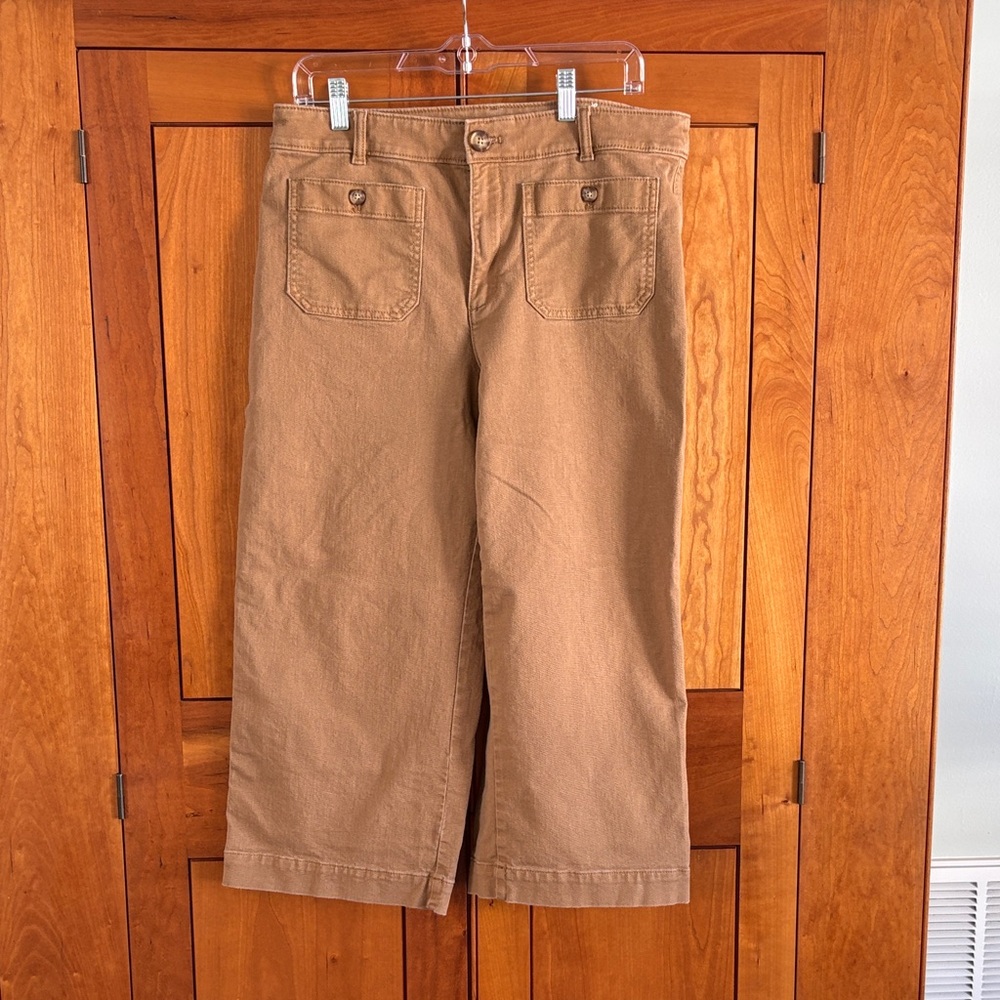 LOFT Wide Leg Cropped Pants in Camel Brown